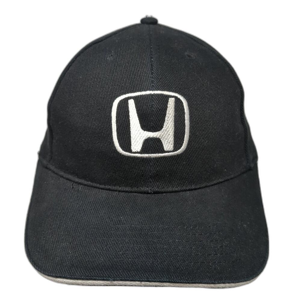 Honda Strapback Baseball Cap Black One Size Adjustable Embroidered 6 Panel ATT